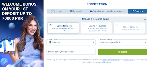 1xBet OneClick Registration