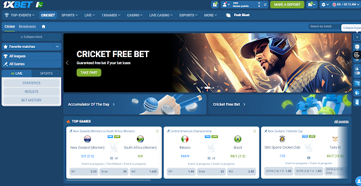 1xbet Cricket Page