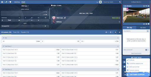 1xbet Cricket Stream